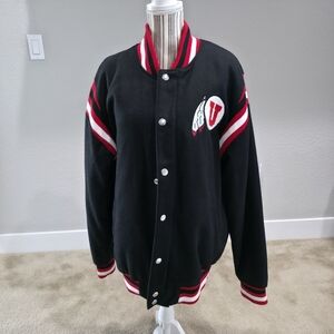 Black Varsity Jacket with Red and White Accents